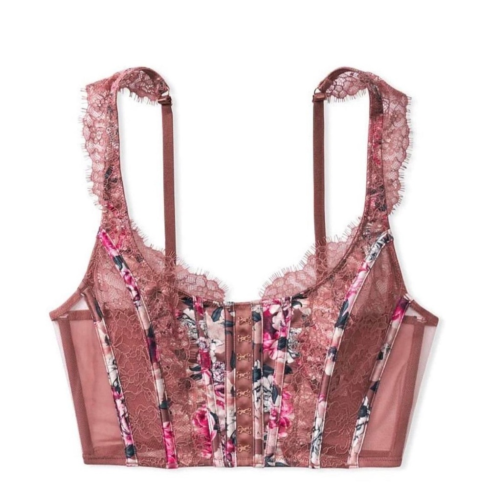 NWOT Corset Top Victoria's Secret Floral Dusty Rose Pink